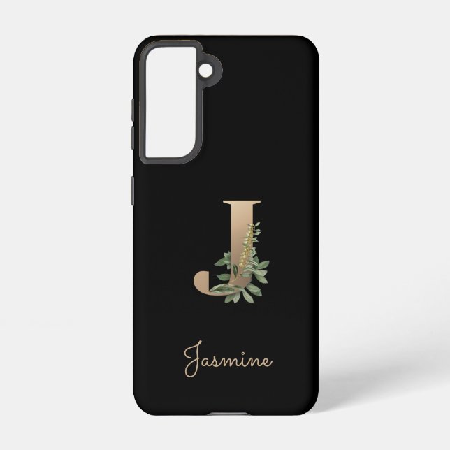 Elegant Botanical Monogram Gold Letter J Samsung Galaxy Case (Back)