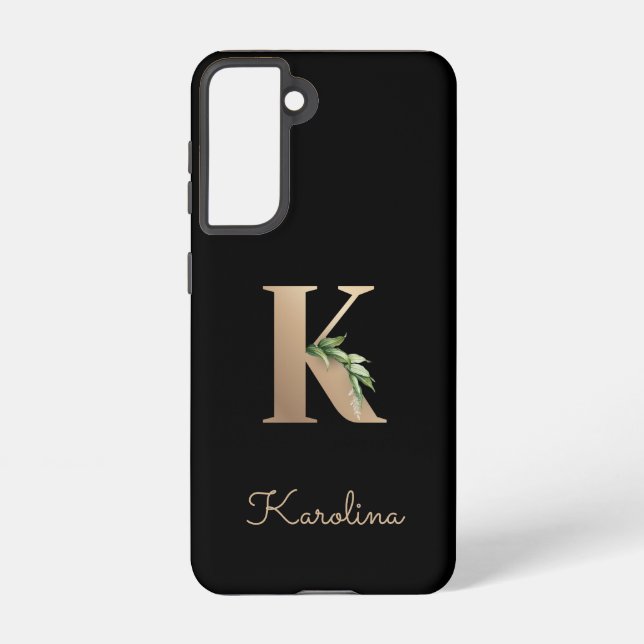 Elegant Botanical Monogram Gold Letter K Samsung Galaxy Case (Back)