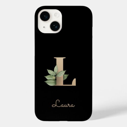 Elegant Botanical Monogram Gold Letter L Case_Mate iPhone 14 Case