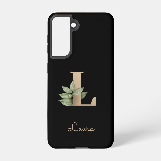 Elegant Botanical Monogram Gold Letter L Samsung Galaxy Case (Back)