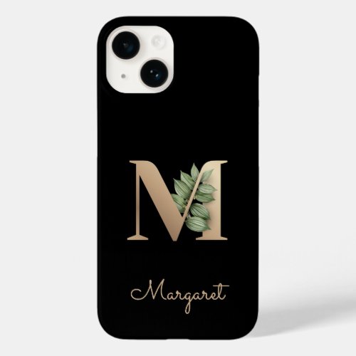 Elegant Botanical Monogram Gold Letter M Case_Mate iPhone 14 Case