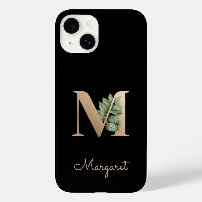 Elegant Botanical Monogram Gold Letter M Case-Mate iPhone Case (Back)