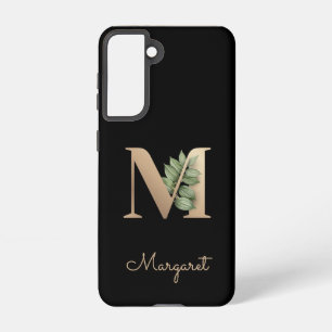 Elegant Botanical Monogram Gold Letter M Samsung Galaxy S21 Case