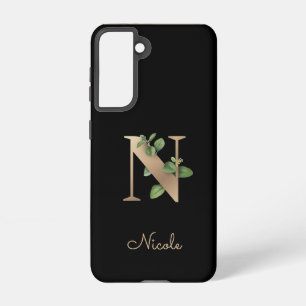 Elegant Botanical Monogram Gold Letter N Samsung Galaxy S21 Case