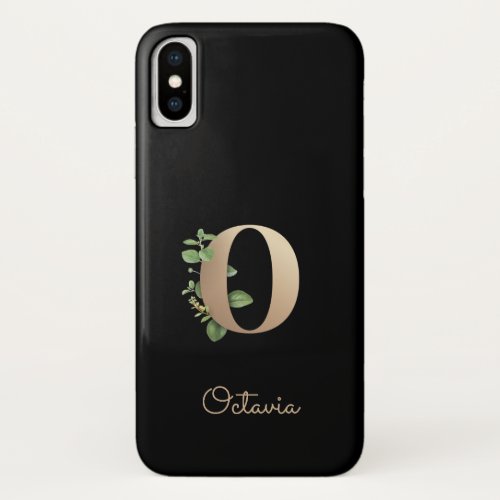 Elegant Botanical Monogram Gold Letter O iPhone X Case