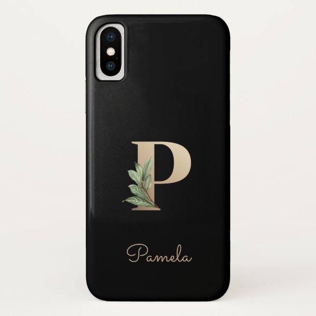 Elegant Botanical Monogram Gold Letter P Case-Mate iPhone Case (Back)