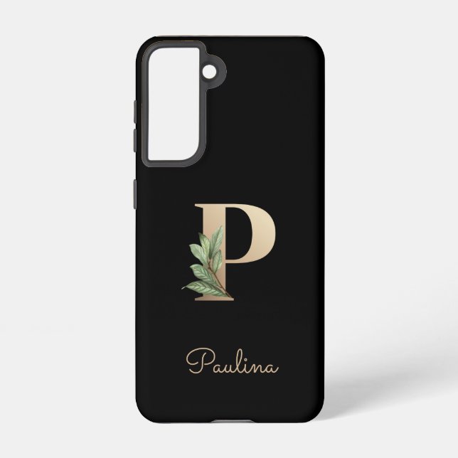 Elegant Botanical Monogram Gold Letter P Samsung Galaxy Case (Back)