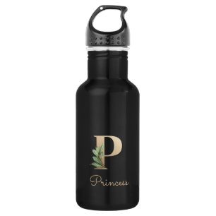 Elegant Botanical Monogram Gold Letter P Stainless Steel Water Bottle