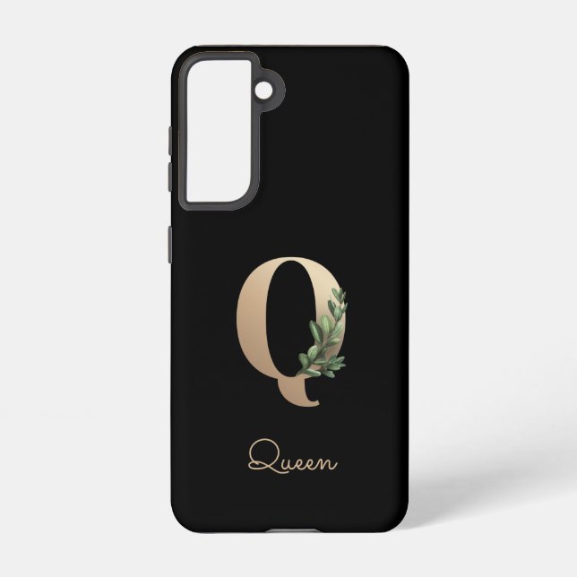 Elegant Botanical Monogram Gold Letter Q Samsung Galaxy Case (Back)