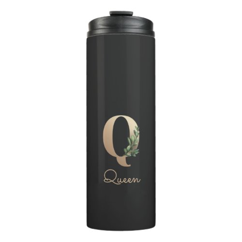 Elegant Botanical Monogram Gold Letter Q  Thermal Tumbler