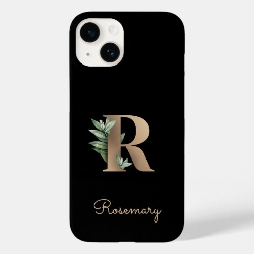 Elegant Botanical Monogram Gold Letter R Case_Mate iPhone 14 Case