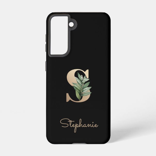Elegant Botanical Monogram Gold Letter S Samsung Galaxy Case (Back)