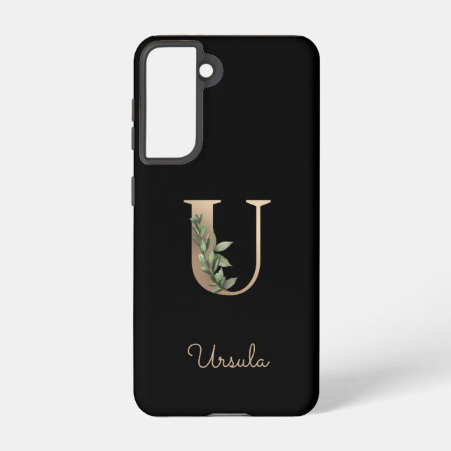 Elegant Botanical Monogram Gold Letter U Samsung Galaxy Case (Back)