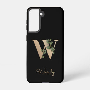 Elegant Botanical Monogram Gold Letter W Samsung Galaxy S21 Case