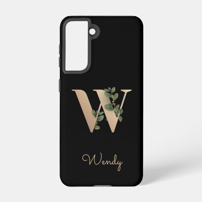 Elegant Botanical Monogram Gold Letter W Samsung Galaxy Case (Back)