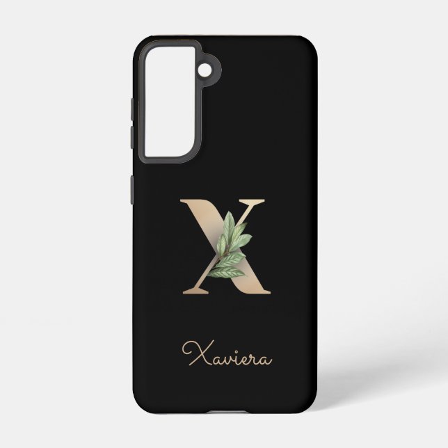 Elegant Botanical Monogram Gold Letter X Samsung Galaxy Case (Back)