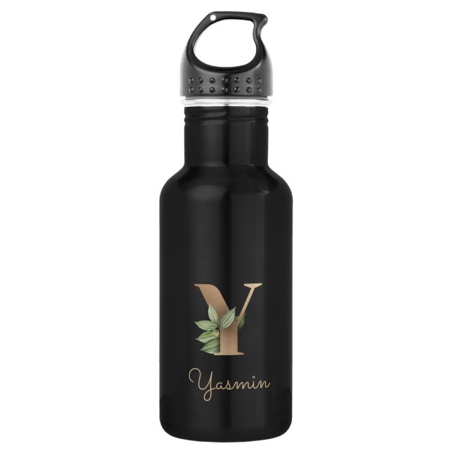 Elegant Botanical Monogram Gold Letter Y  Stainless Steel Water Bottle (Front)