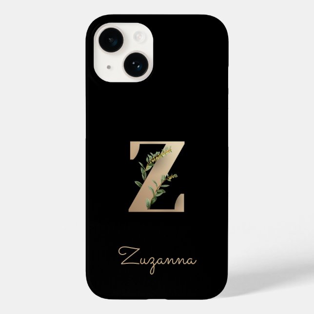 Elegant Botanical Monogram Gold Letter Z Case-Mate iPhone Case (Back)