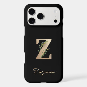 Elegant Botanical Monogram Gold Letter Z iPhone 17 Pro Max Case