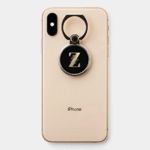 Elegant Botanical Monogram Gold Letter Z Phone Ring Stand
