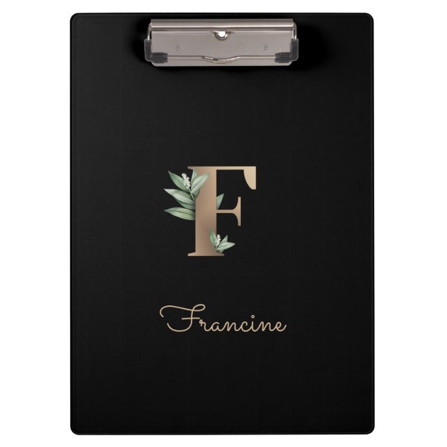 Elegant Botanical Monogram Letter F  Clipboard (Front)