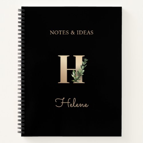Elegant Botanical Monogram Letter H  Notebook