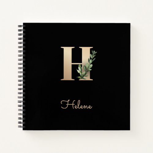 Elegant Botanical Monogram Letter H  Notebook