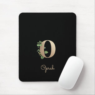 Elegant Botanical Monogram Letter O  Mouse Pad