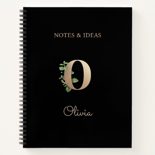 Elegant Botanical Monogram Letter O  Notebook