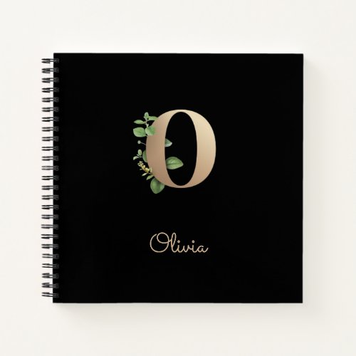 Elegant Botanical Monogram Letter O  Notebook