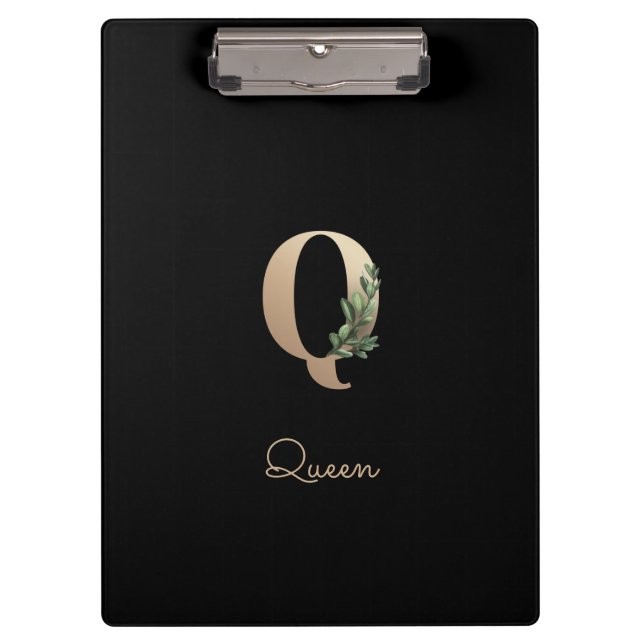 Elegant Botanical Monogram Letter Q  Clipboard (Front)