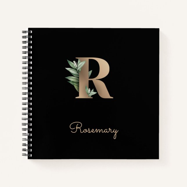 Elegant Botanical Monogram Letter R  Notebook (Front)