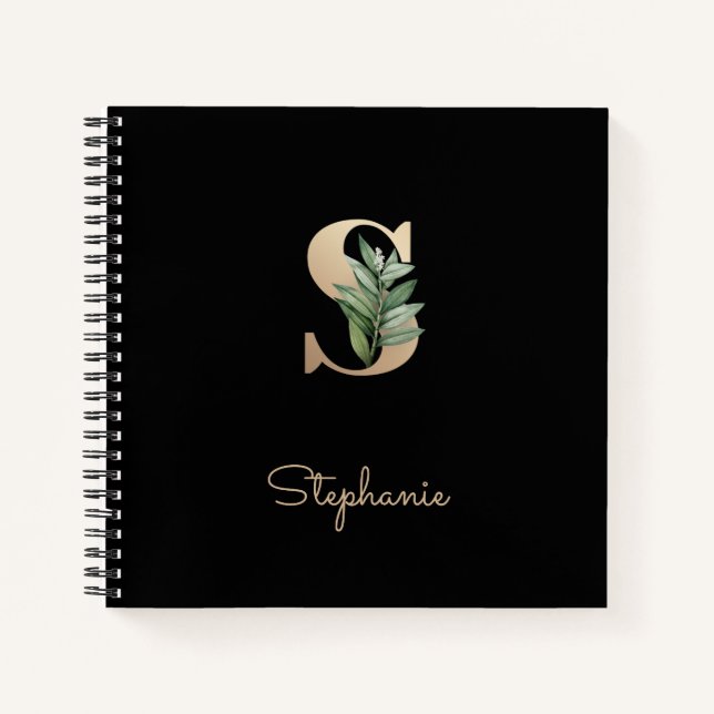 Elegant Botanical Monogram Letter S  Notebook (Front)