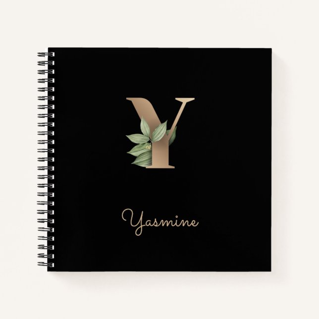 Elegant Botanical Monogram Letter Y  Notebook (Front)
