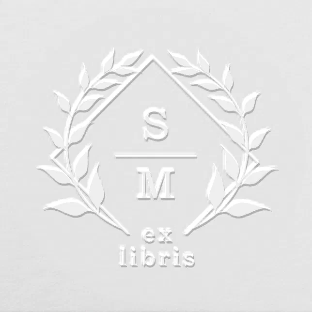Elegant Botanical Monogram Library Book Ex Libris Embosser | Zazzle