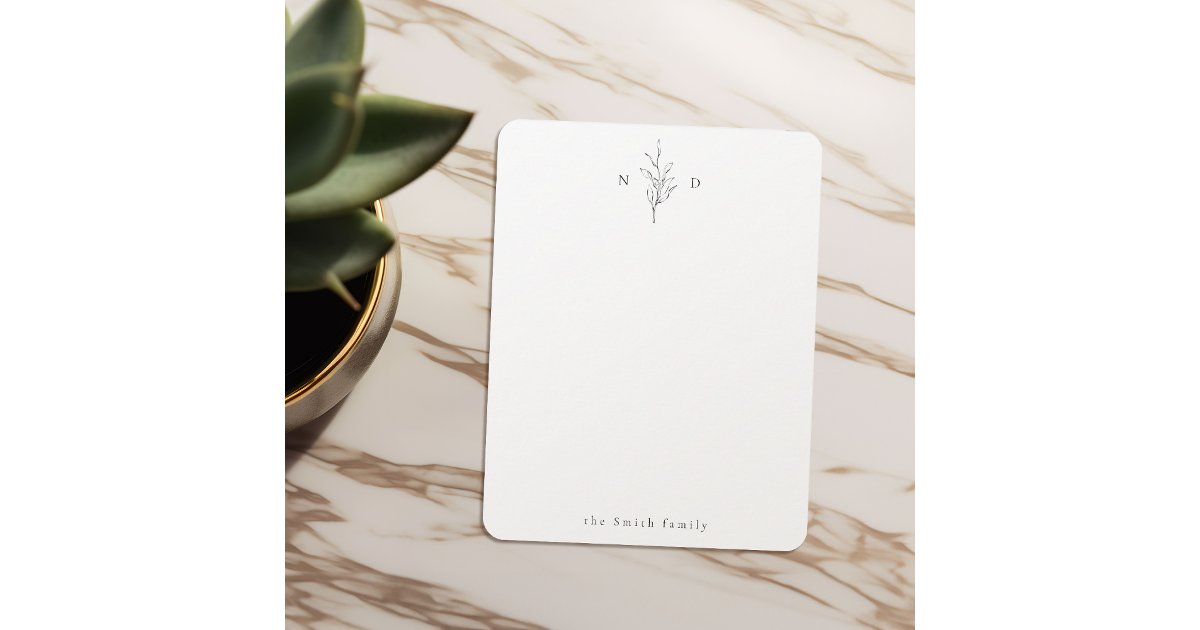 Elegant botanical monogram personalized Stationery Note Card | Zazzle