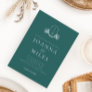 Elegant Botanical Monogram Teal Wedding Invitation