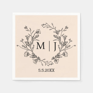 elegant botanical monogram wedding chic napkins