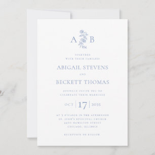 Elegant Botanical Monogram Wedding Invitation