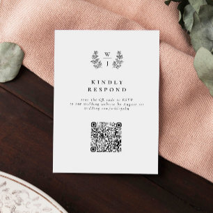 Elegant Botanical Monogram Wedding QR Code RSVP