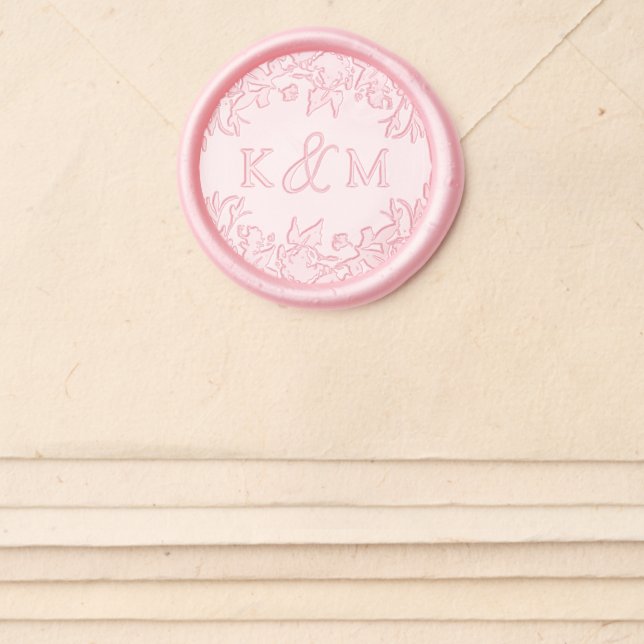 Elegant Botanical Monogram Wedding Wax Seal Sticker (Front)