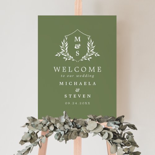 Elegant Botanical Monogram Wedding Welcome Sign