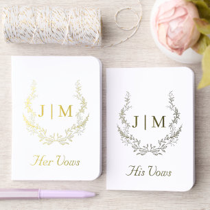 elegant botanical monogrammed wedding gold foil vow books