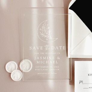 Elegant Botanical Moon and Stars Save The Date