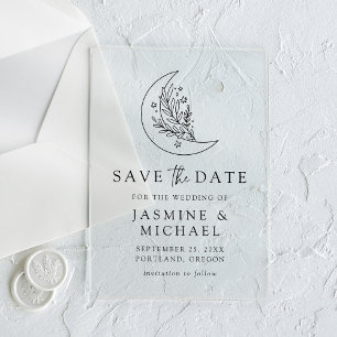 Elegant Botanical Moon and Stars Save The Date