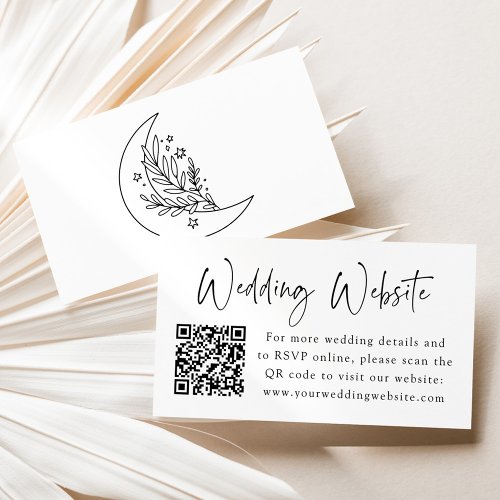 Elegant Botanical Moon and Stars Wedding Website Enclosure Card