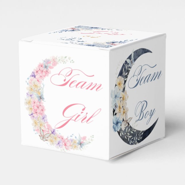 elegant botanical moon gender reveal baby shower  favor boxes (Front Side)