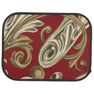 Elegant Botanical Motif with Tan Foliage Car Floor Mat