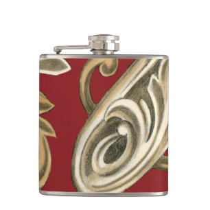 Elegant Botanical Motif with Tan Foliage Flask