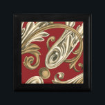 Elegant Botanical Motif with Tan Foliage Gift Box<br><div class="desc">An Ethan Harper original that features tan foliage on a red background. This elegant botanical motif would be a great gift for anyone who enjoys bold colors!</div>